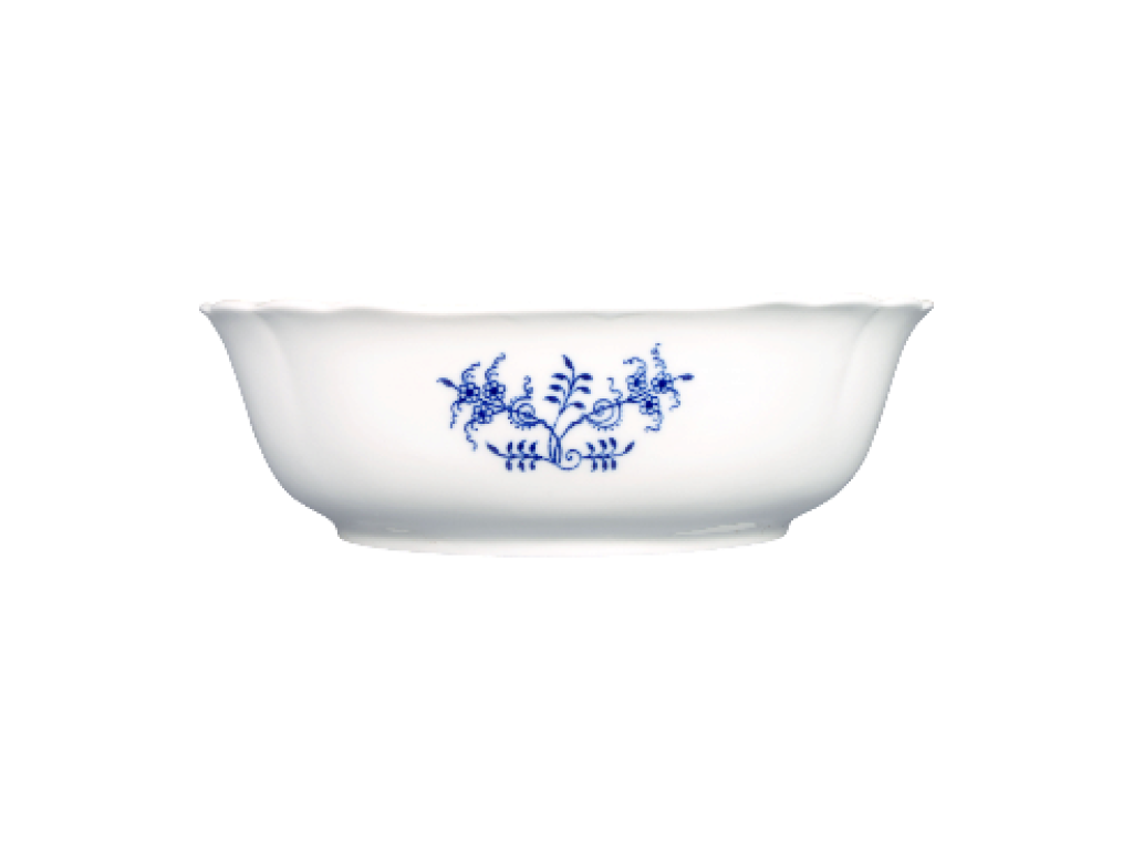 GRÜN  Zwiebelmuster Quadratische Salatschüssel 26cm Italienisch Original Bohemia Porzellan Dubi Karlsbader