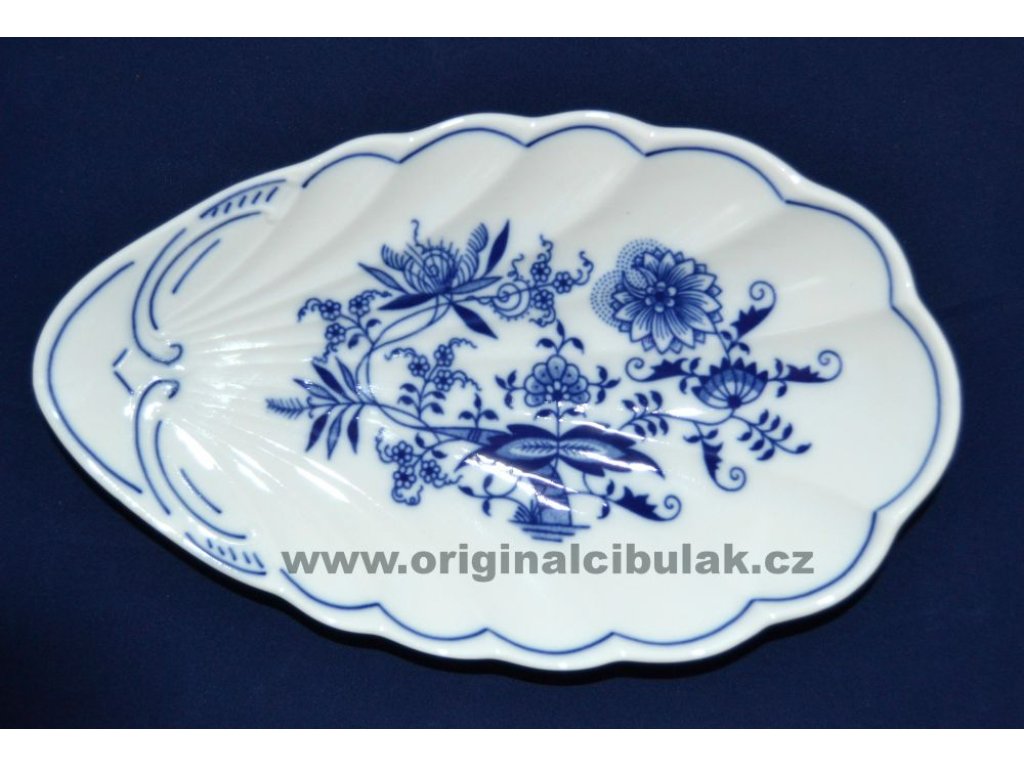 GRÜN  Zwiebelmuster Muschelschale 23cm Original Bohemia Porzellan Dubi Karlsbader