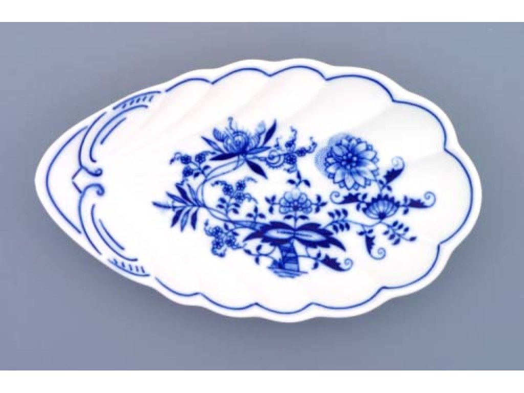GRÜN  Zwiebelmuster Muschelschale 23cm Original Bohemia Porzellan Dubi Karlsbader