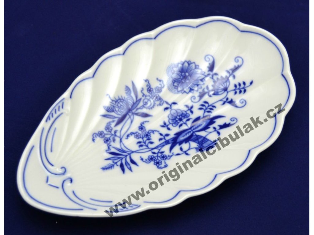 GRÜN  Zwiebelmuster Muschelschale 23cm Original Bohemia Porzellan Dubi Karlsbader