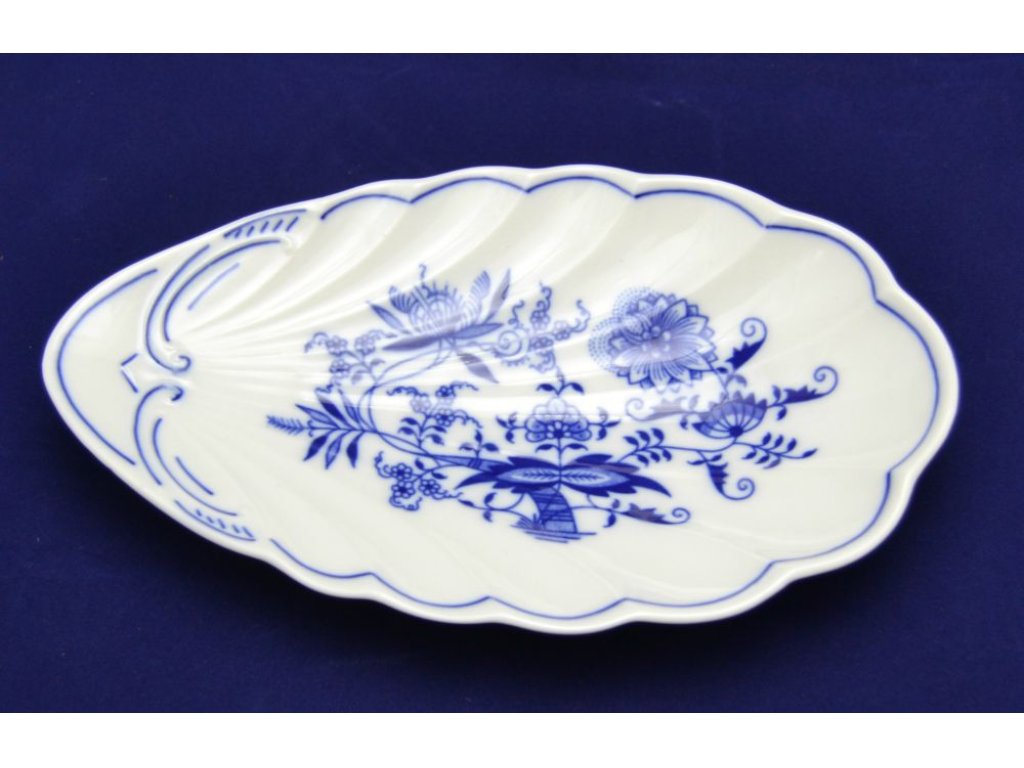 GRÜN  Zwiebelmuster Muschelschale 23cm Original Bohemia Porzellan Dubi Karlsbader