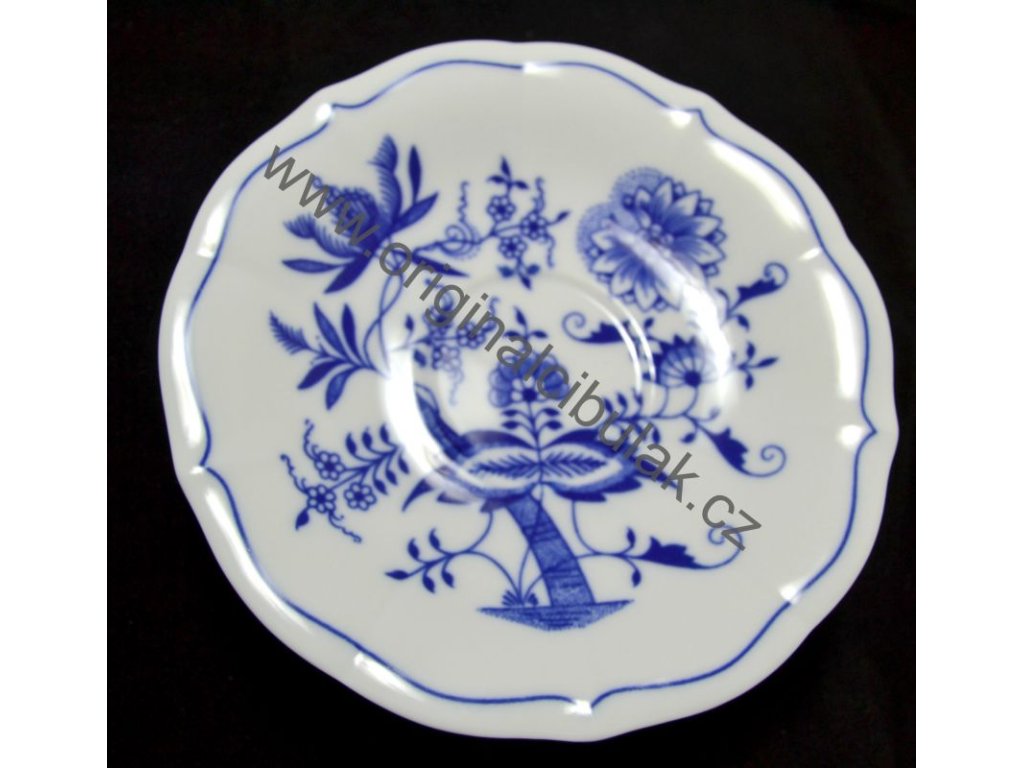 GRÜN  Zwiebelmuster Spiegeluntertasse ZC/1 15,5cm Original Bohemia Porzellan Dubi Karlsbader 