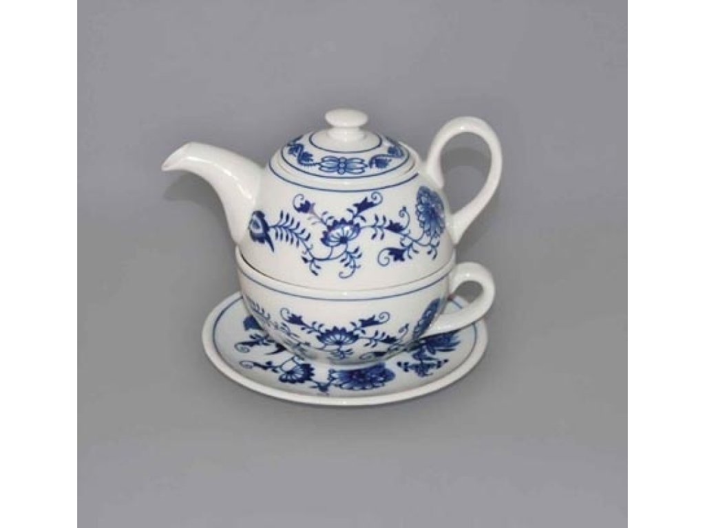 GRÜN  Zwiebelmuster Teeservice Duo 0,45l Original Bohemia Porzellan Dubi Karlsbader 