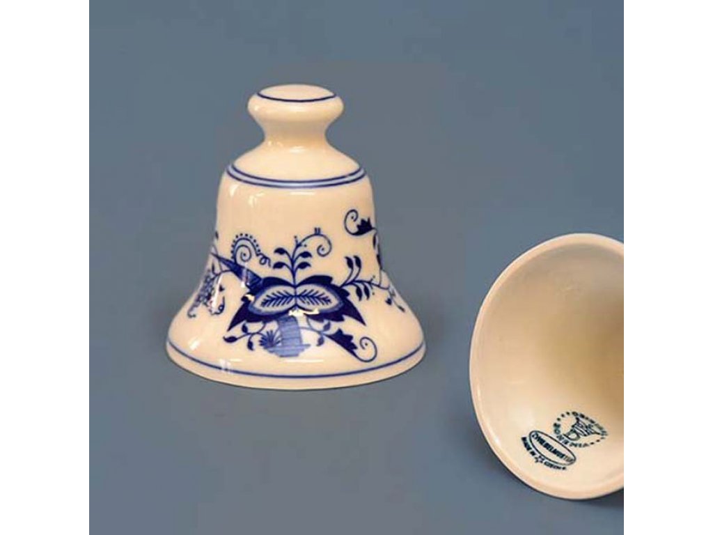 Cibulák Zvonek s bambulkou zmenšený 6,4 x 6,4 cm  60g Originál Český porcelán Dubí 