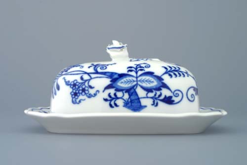 Zwiebelmuster Butterdose - komplett 17cm Original Bohemia Porzellan aus Dubi