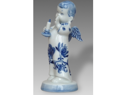 andílek cibulák se  svíčkou 15 cm originál český porcelán Dubí 2.jakost