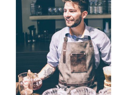 Bartender apron, grey-brown leather look ZIC ZAC 70 x 70 cm