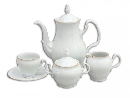 Bernadotte tea set white porcelain Thun 6 persons 15 pieces Czech porcelain Nová Role