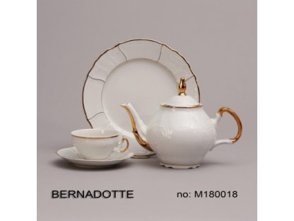 Bernadotte čajová souprava zlacená porcelán Thun 6 osob 15 dílů český porcelán Nová Role