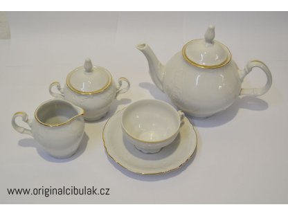 Bernadotte čajová súprava zlátená porcelán Thun 6 osôb 15 dielov český porcelán Nová Role