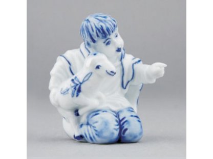 Cibulák Chlapec s ovečkou 6,2 x 5,5 x 7,2 cm 0,060g Originál Český porcelán Dubí