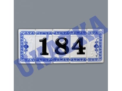 Cibulák číslo na dům rámeček reliéfní se spodní značkou 11 cm originální cibulákový porcelán Dubí, cibulový vzor,