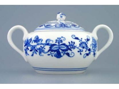 Zwiebelmuster Sugar Cotainer with Handles 0.50, Original Bohemia Porcelain from Dubi