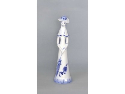 Cibulák Dáma s deštníkem 22204 Dux 31 cm cibulákový porcelán Dubí 2.jakost