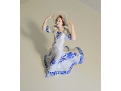 Cibulák Dáma s klobúkom Dux 23 cm Český porcelán Dubí