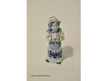 Cibulák Děvče  9,5 cm originální cibulákový porcelán Dubí, cibulový vzor,