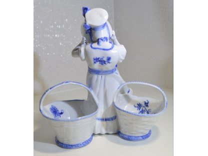 Cibulák Dievča s košíkmi Dux 24 cm originál český porcelán Dubí 2.akosť