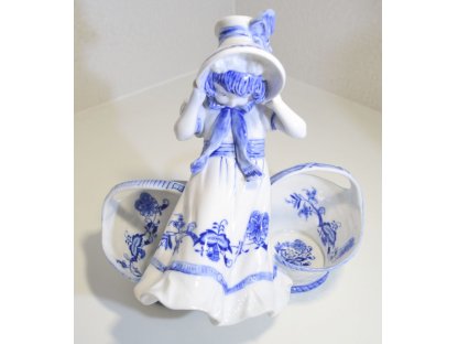 Cibulák Dívka s košíky Dux 24 cm originální český porcelán Dubí 2.jakost