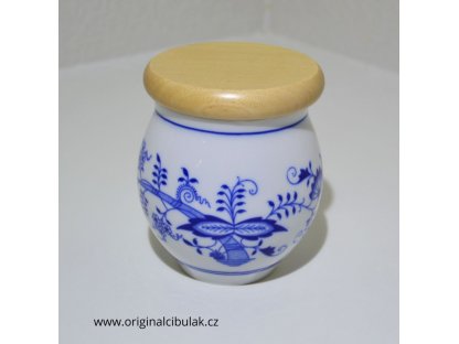 Cibulák dóza Baňák s dřevěným uzávěrem bez nápisu 10 cm originální český porcelán Dubí