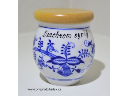 Cibulák dóza Baňák s dřevěným uzávěrem Diachrom sypký 10 cm originální český porcelán Dubí