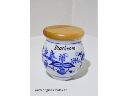 Cibulák jar with wooden cap Diachrom loose 10 cm original Czech porcelain Dubí