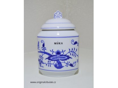 Cibulák food box with lid and inscription Flour Czech porcelain Dubí
