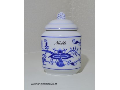 Cibulák food box with lid and inscription Flour coarse Czech porcelain Dubí