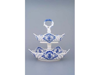 Cibulák etažér dvojdielny misy päťhranné porcelánová tyčka 27 cm  originálny český porcelán Dubí