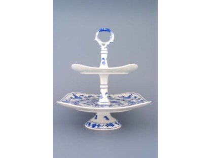 Cibulák Etažér z hranatých tanierov na nôžke 21+29 cm 2 160g Originálny Český Porcelán Dubí