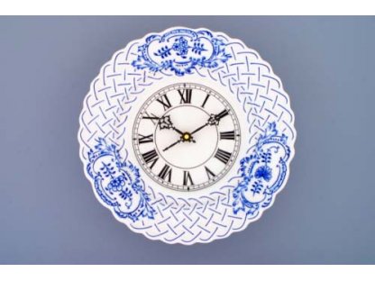 Cibulák hodiny reliéfne so strojčekom 27 cm cibulový porcelán originálny cibulák Dubí