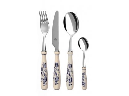 Blue Onion Pettern Cutlery set for 6 persons 24 pcs original Bohemis porcelain