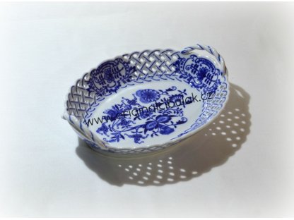 Cibulák košík prolamovaný 21 cm originální cibulákový porcelán Dubí, cibulový vzor,