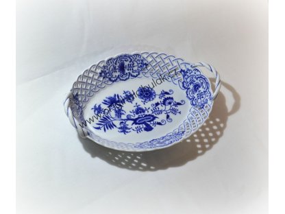 Cibulák košík prolamovaný 28 cm originální cibulákový porcelán Dubí, cibulový vzor,