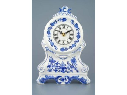 Cibulák Krbové hodiny bez růží se strojkem 28 cm originální cibulákový porcelán Dubí, cibulový vzor