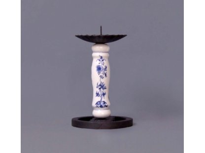 Zwiebelmuster Fireplace short Candlestick, Original Bohemia Porcelai from Dubi