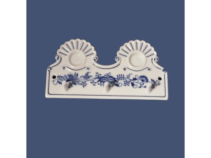 Cibulák kuchyňský věšák s dírkami 18 cm originální cibulákový porcelán Dubí, cibulový vzor,
