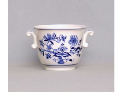 Zwiebelmuster Small Flower Pot with Handles, Original Bohemia Porcelain from  Dubi