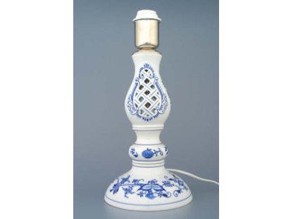Cibulák Lampový podstavec prolamovaný s monturou 37 cm originální cibulákový porcelán Dubí, cibulový vzor