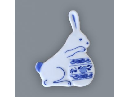 Cibulák Magnetka zajíček s vajíčkem 7 cm originální cibulákový porcelán Dubí, cibulový vzor,