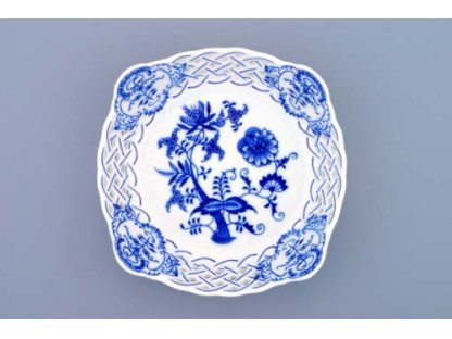 Zwiebelmuster Dish Square Perforated 17cm, Original Bohemia Porcelain from Dubi