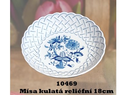Cibulák misa guľatá reliefna 18 cm cibulový porcelán originálny cibulák Dubí 2. akosť