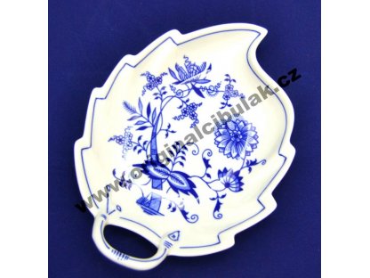Cibulák mísa list 19 cm originální cibulákový porcelán Dubí, cibulový vzor, 2.jakost