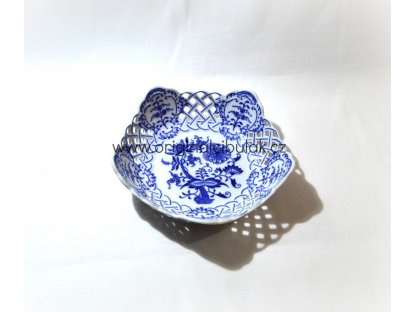 Zwiebelmuster Dish Pentagonal Perforated 19cm, Original Bohemia Porcelain from Dubi