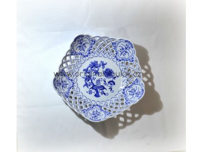 Cibulák misa päťhranná prelamovaná 28 cm cibulový porcelán, originálny cibulák Dubí 2. akosť