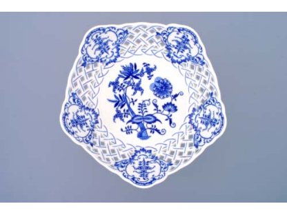 Zwiebelmuster Dish Pentagonal Perforated, Original Bohemia Porcelain from Dubi