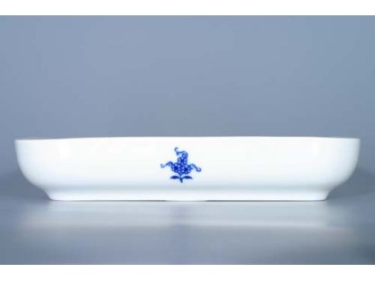 Cibulák Mísa salátová čtyřhranná hladká nízká 21 cm originální cibulákový porcelán Dubí, cibulový vzor,