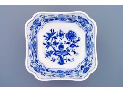 Zwiebelmuster Deep Square Salad Dish 21cm, Original Bohemia Porcelain from Dubi