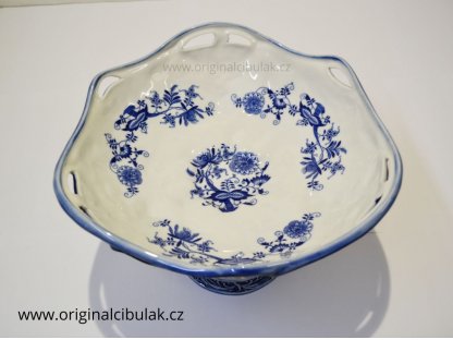 Zwiebelmuster High Pentagonal Dish Perforated 24cm, Original Bohemia Porcelain from Dubi