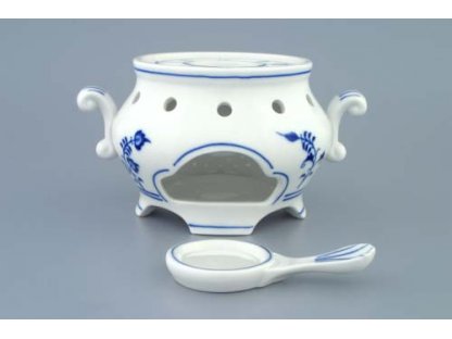 Cibulák Ohřívač komplet 14 cm originální cibulákový porcelán Dubí, cibulový vzor,