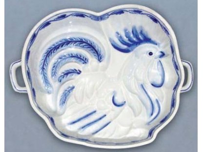 Zwiebelmuster Baking Form Rooster 27.6cm, Original Bohemia Porcelain from Dubi